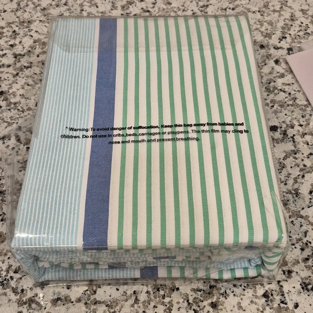 The Company Store Twin Duvet Cover Shoreline Stripe 100 Cotton NEW